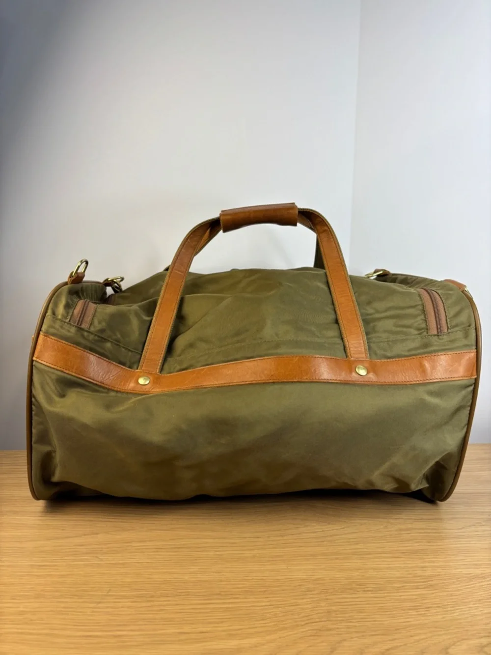 Vintage Hartmann Weekender Duffle Durable Olive Green Ballistic Nylon w/Leather